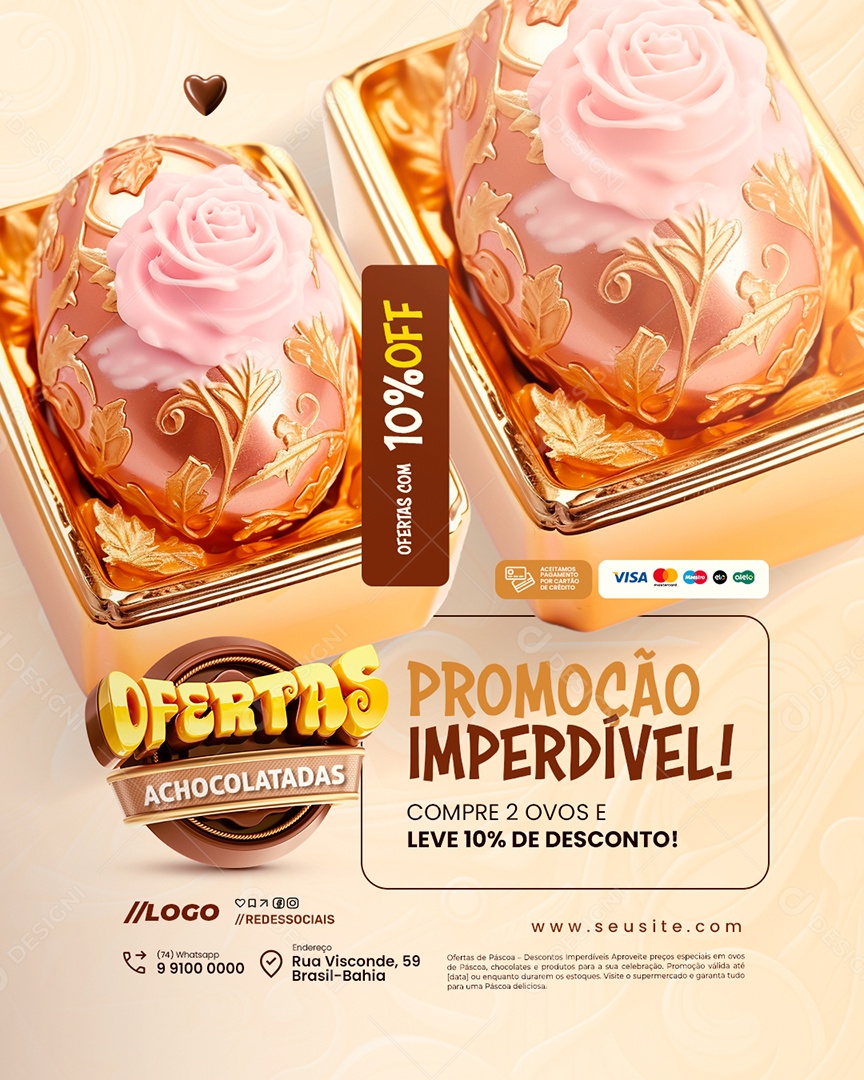 Doceria Ofertas Achocolatadas Promoção Imperdível Social Media PSD Editável