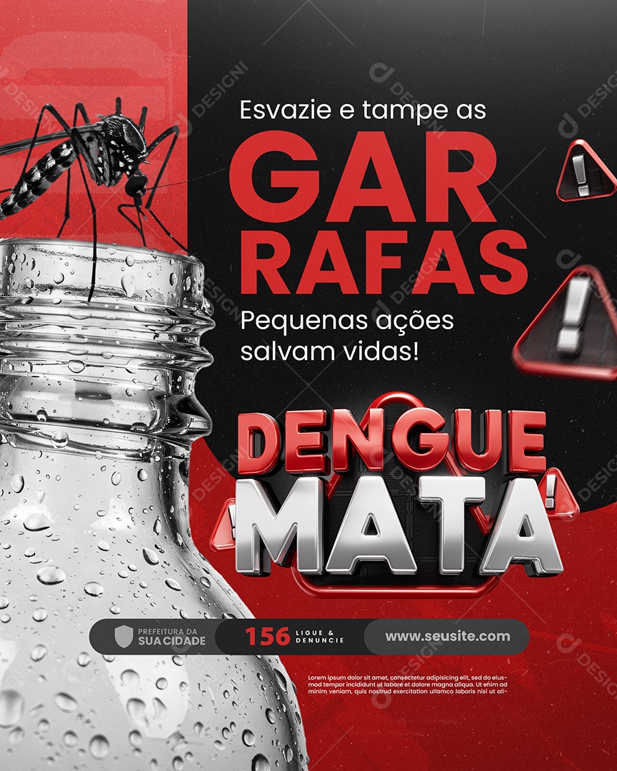 Dengue Mata Esvazie e Tampe as Garrafas Social Media PSD Editável