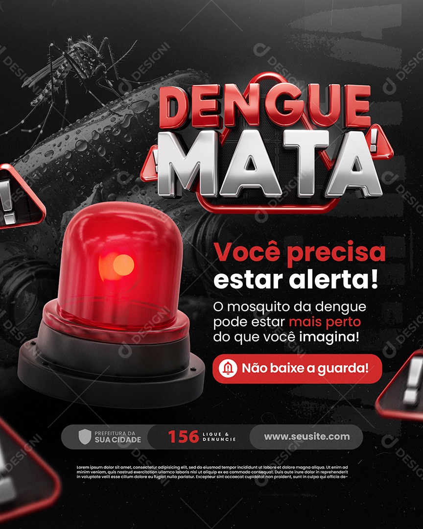 Dengue Mata Você Precisa Estar Alerta Social Media PSD Editável