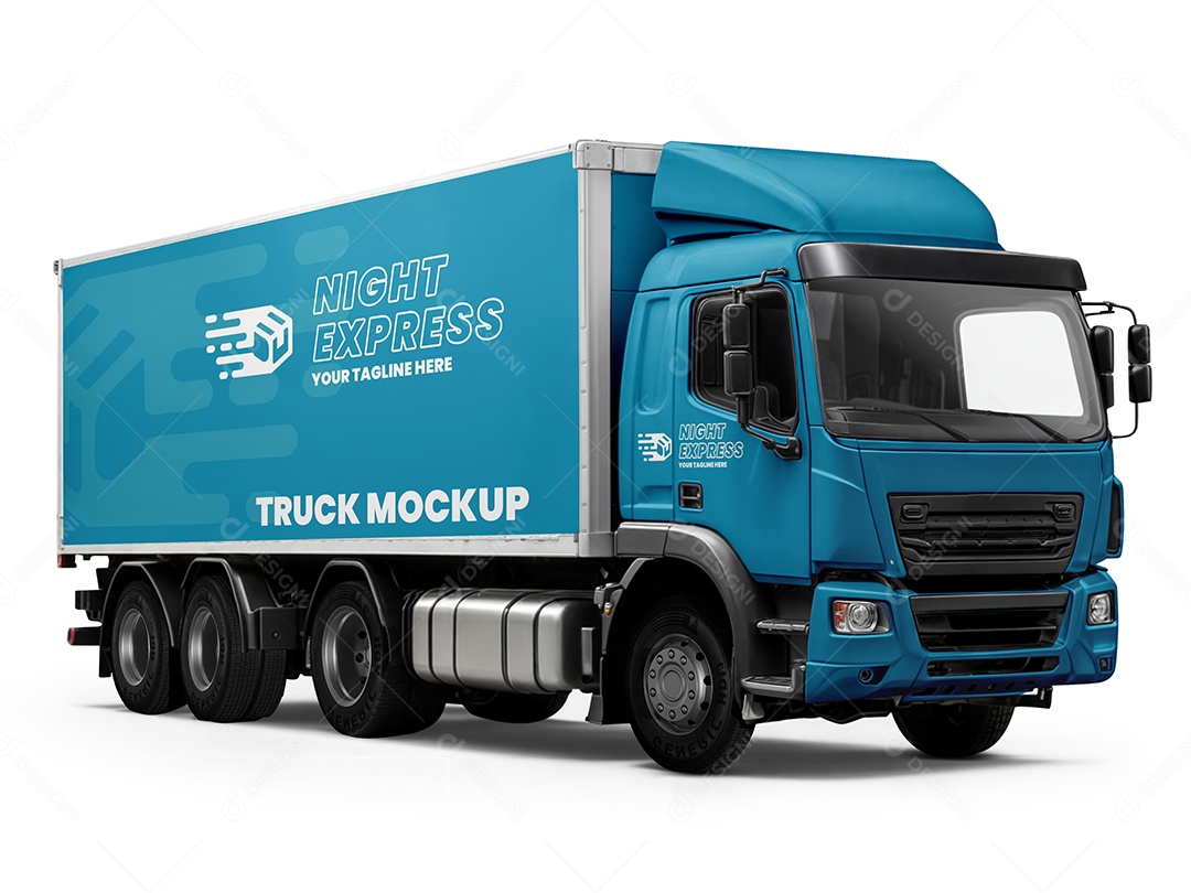 Mockup Caminhão Azul PSD Editável
