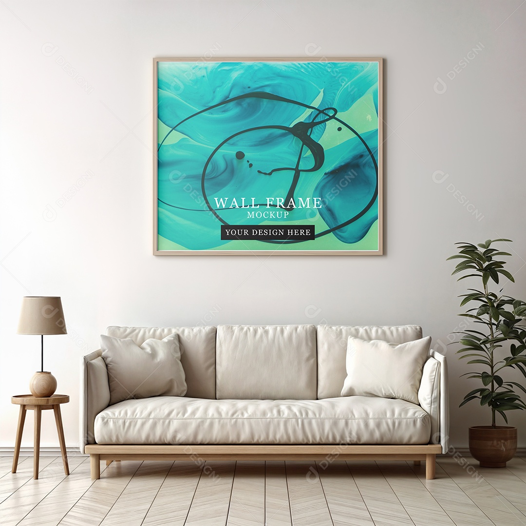 Mockup de Quadro na Sala de Estar PSD Editável