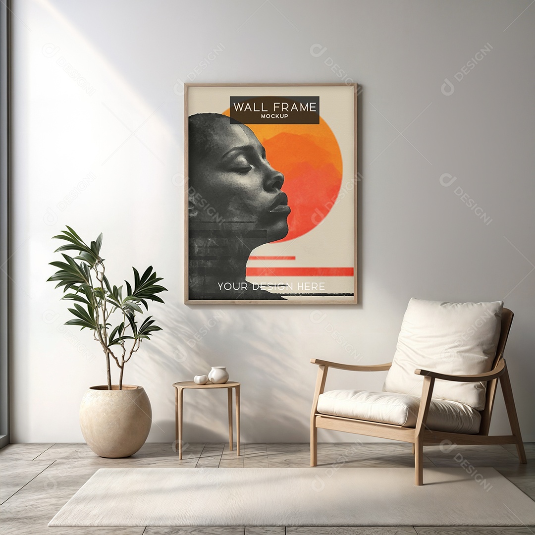 Mockup de Quadro na Sala de Estar PSD Editável