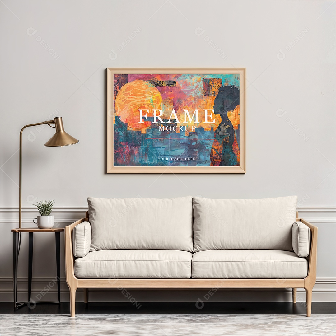 Mockup de Quadro na Sala de Estar PSD Editável