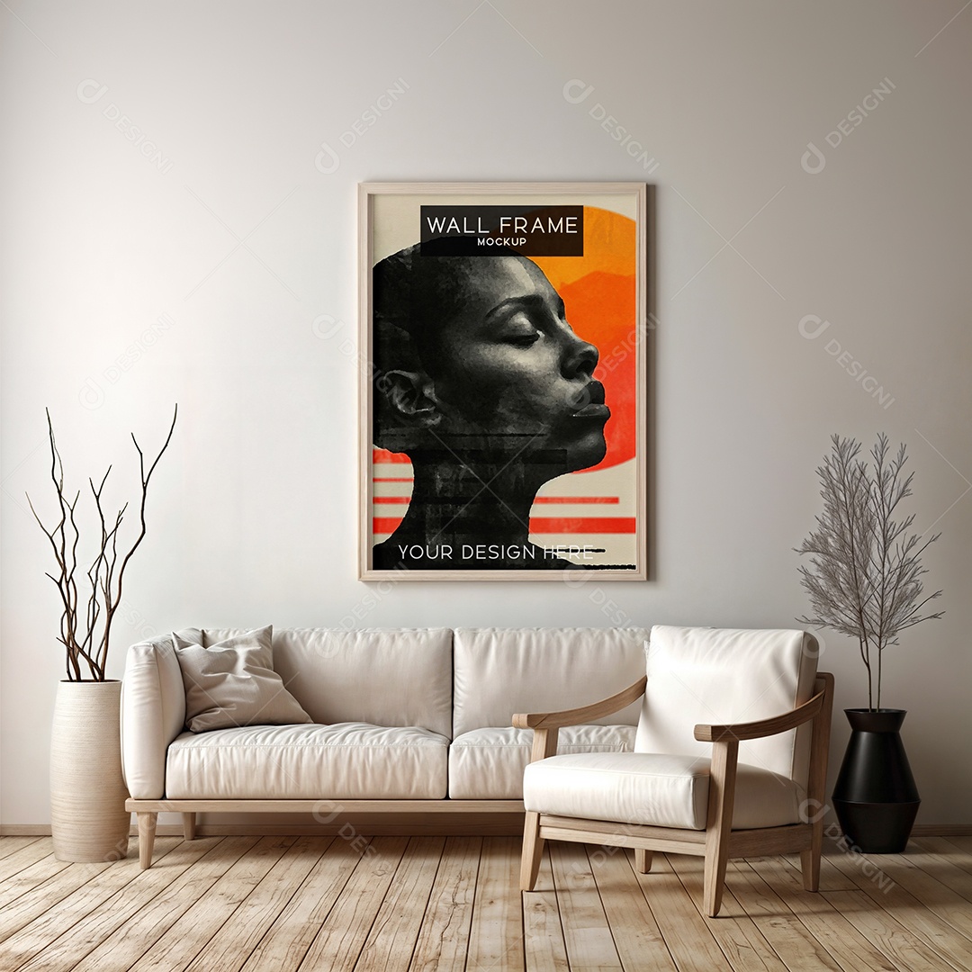 Mockup de Quadro na Sala de Estar PSD Editável