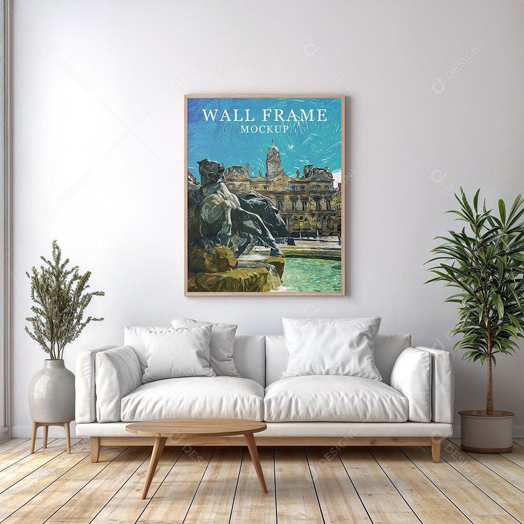 Mockup de Quadro na Sala de Estar PSD Editável