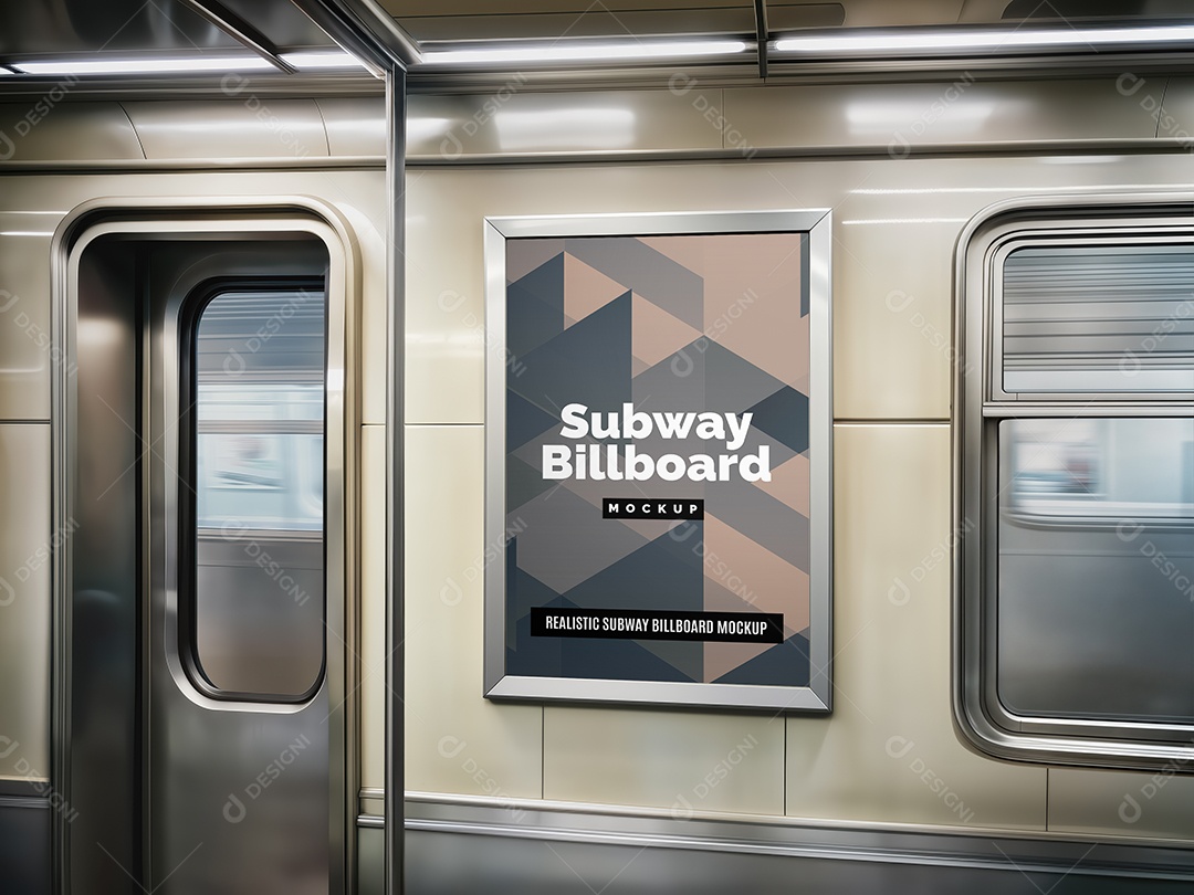 Mockup Poster Publicitário em Metrô PSD Editável