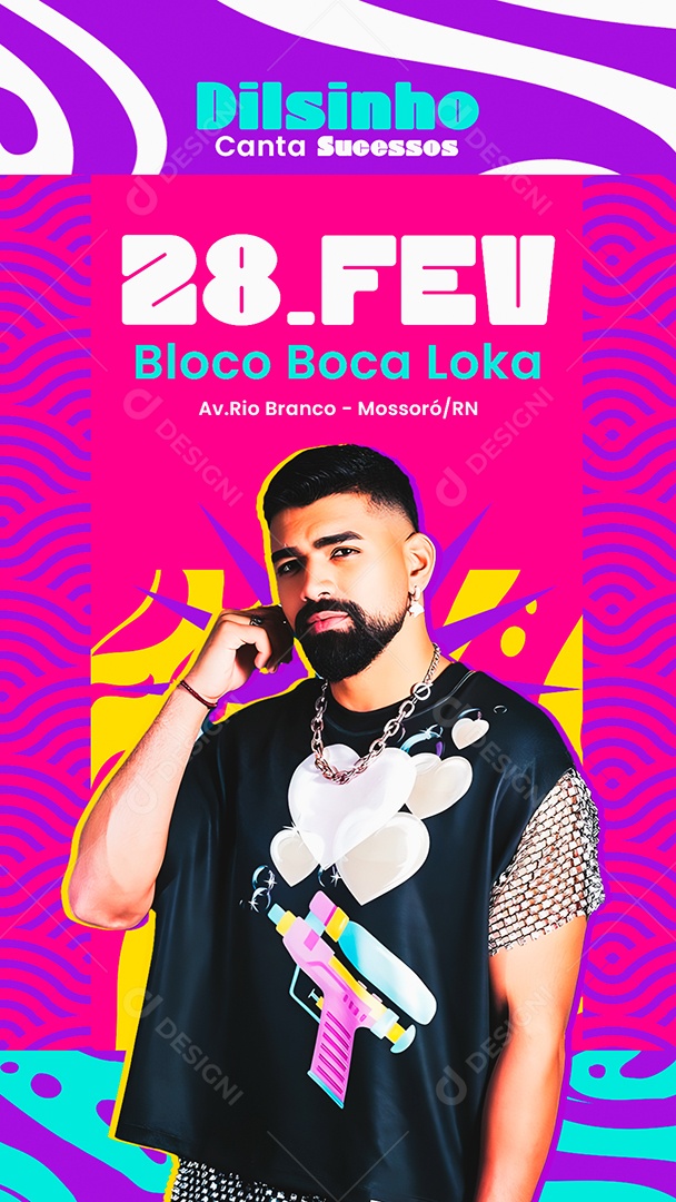 Story Flyer Dilsinho Conta Sucessos Social Media PSD Editável