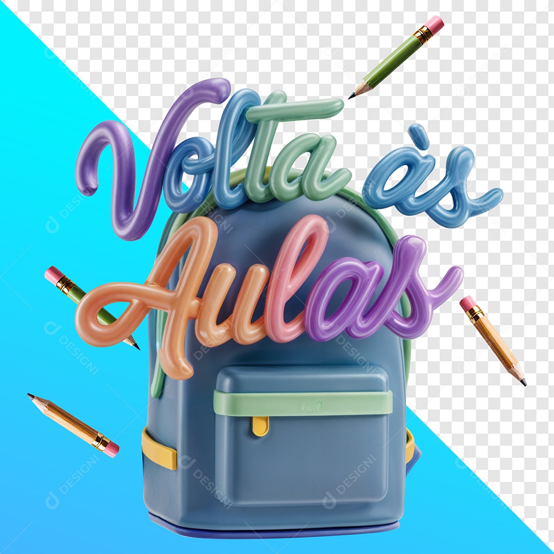 Bolsa Com Nome Volta às Aulas Elemento 3D Para Composição PSD