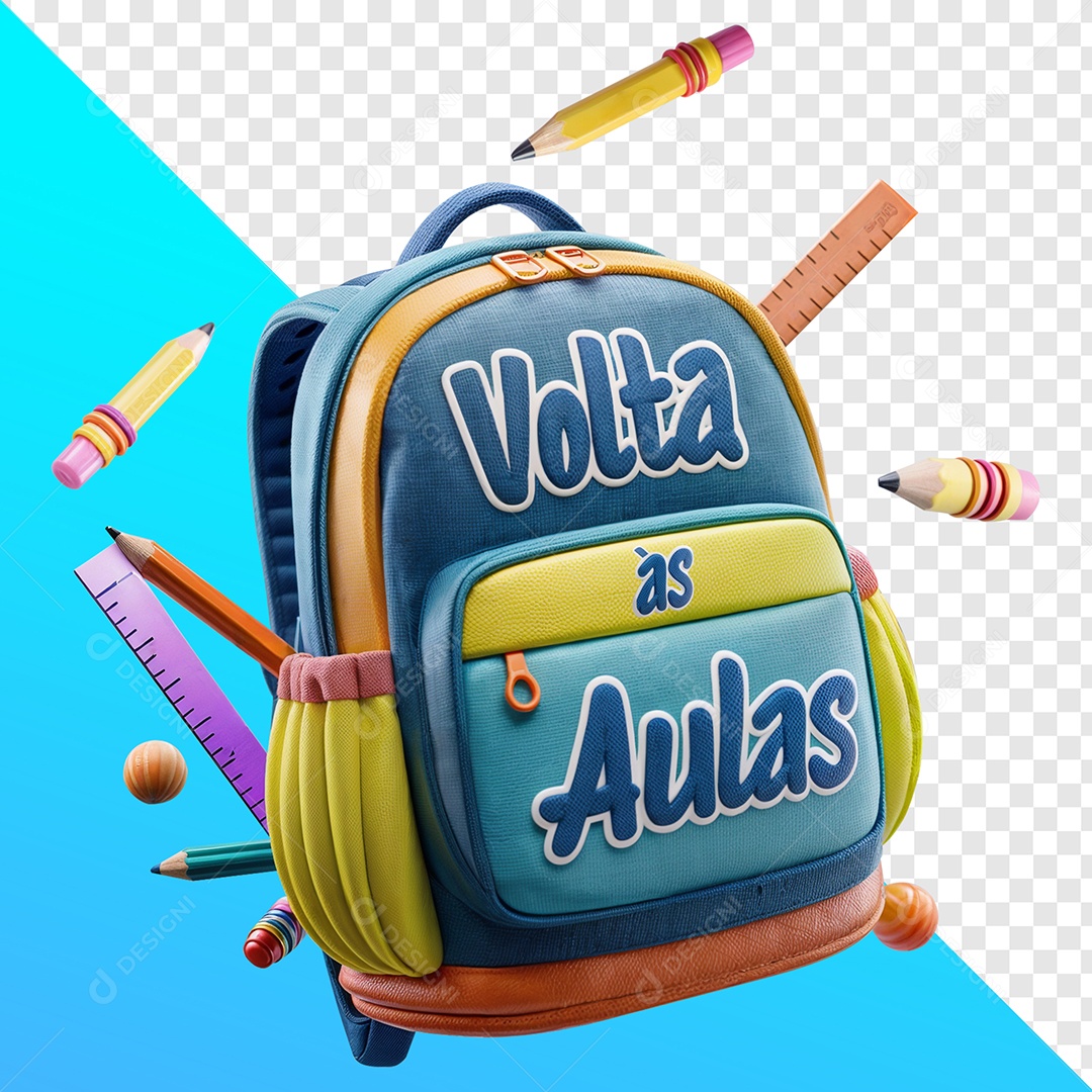Bolsa Com Nome Volta às Aulas Elemento 3D Para Composição PSD