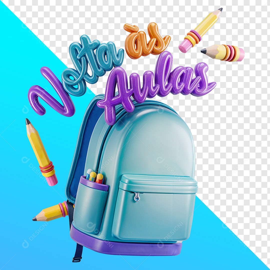 Bolsa Com Nome Volta às Aulas Elemento 3D Para Composição PSD