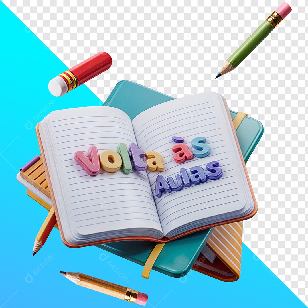 Livro Com Nome Volta às Aulas Elemento 3D Para Composição PSD