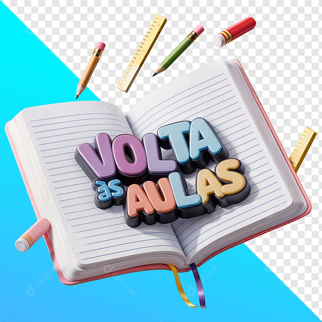 Livro Com Nome Volta às Aulas Elemento 3D Para Composição PSD