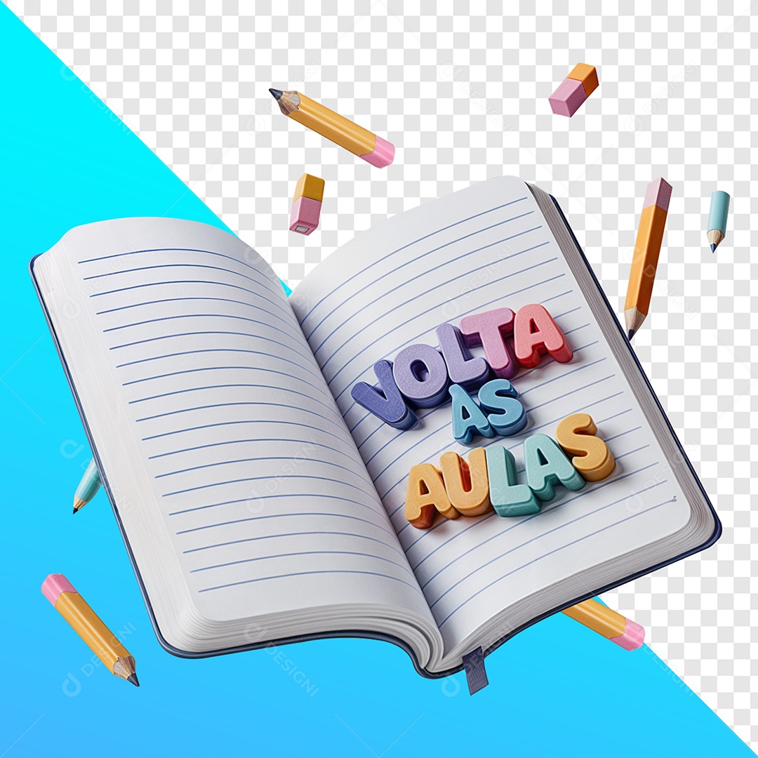 Livro Com Nome Volta às Aulas Elemento 3D Para Composição PSD