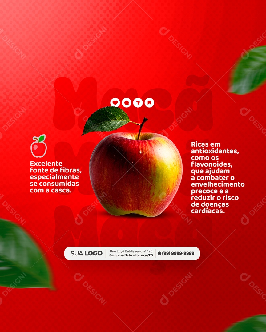 Nutricionista Fruta Benefícios Maçã Social Media PSD Editável