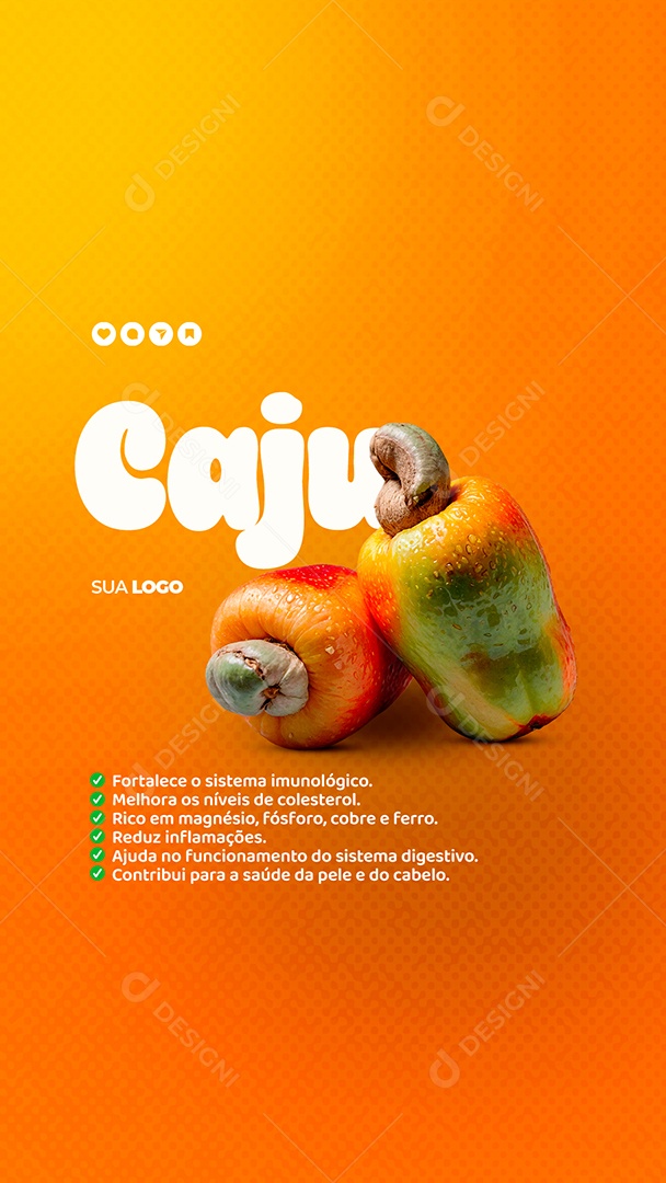 Story Nutricionista Fruta Benefícios Caju Social Media PSD Editável