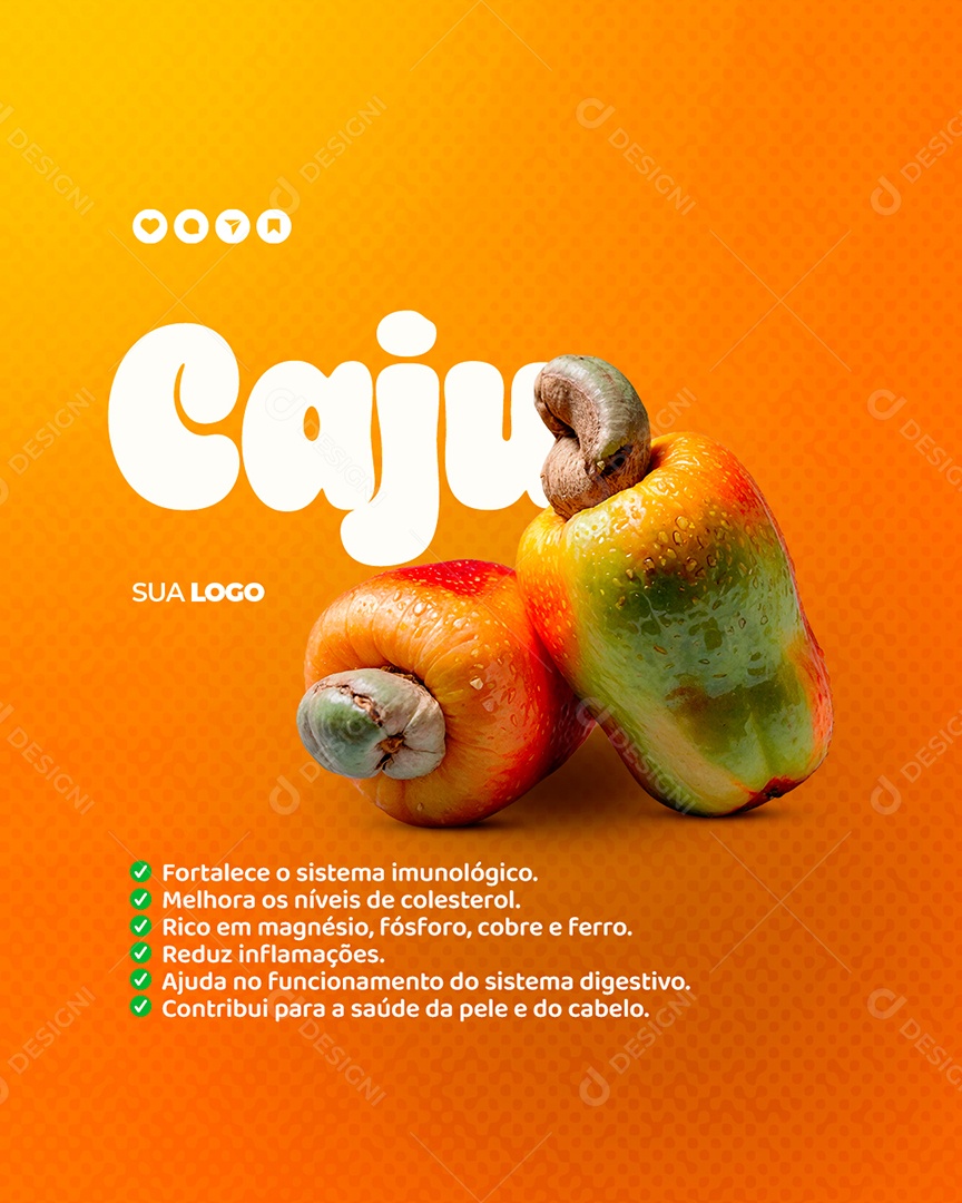 Nutricionista Fruta Benefícios Caju Social Media PSD Editável