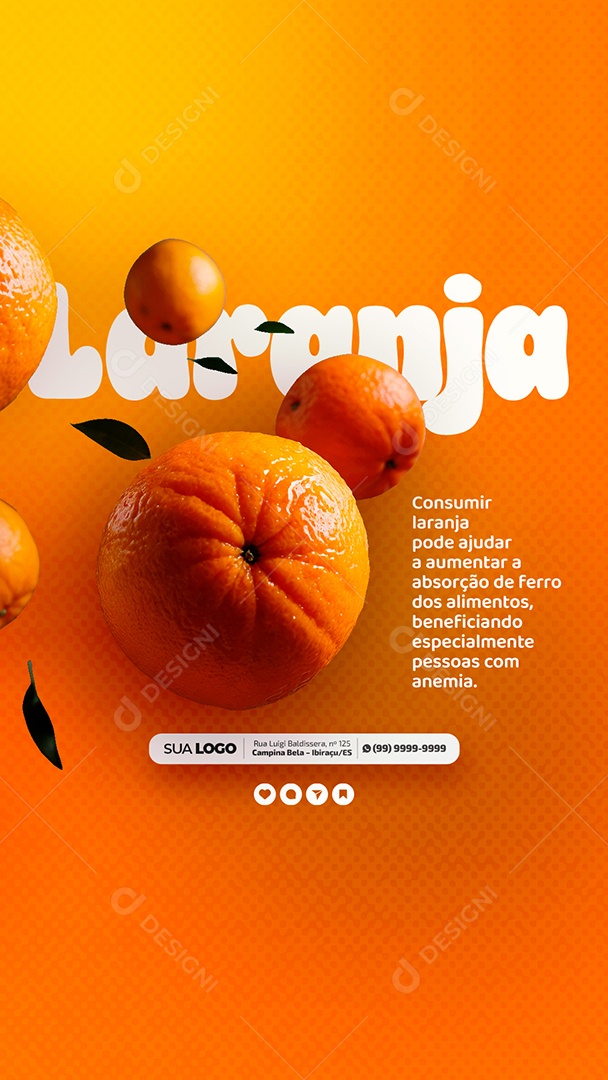 Story Nutricionista Fruta Benefícios Laranja Social Media PSD Editável