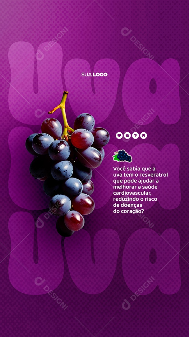 Story Nutricionista Fruta Benefícios Uva Social Media PSD Editável