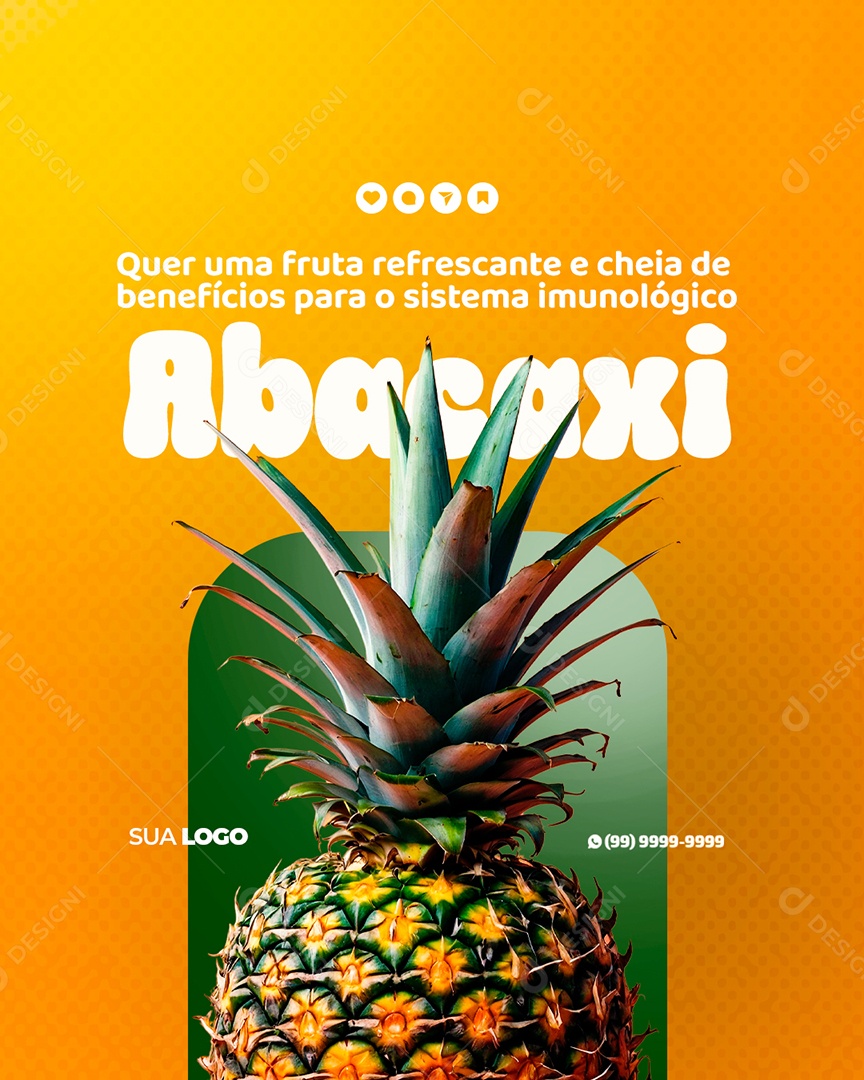 Nutricionista Fruta Benefícios Abacaxi Social Media PSD Editável