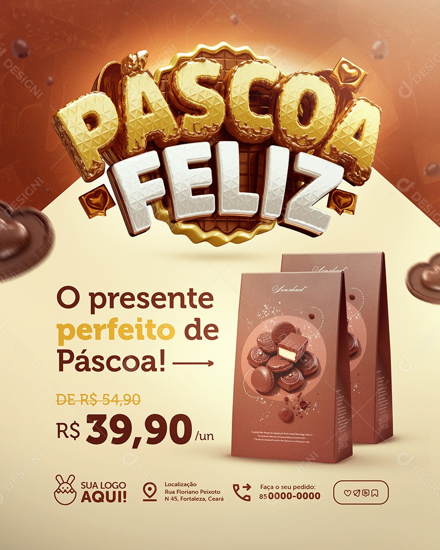 Supermercado Feliz O Presente Perfeito de Páscoa Social Media PSD Editável