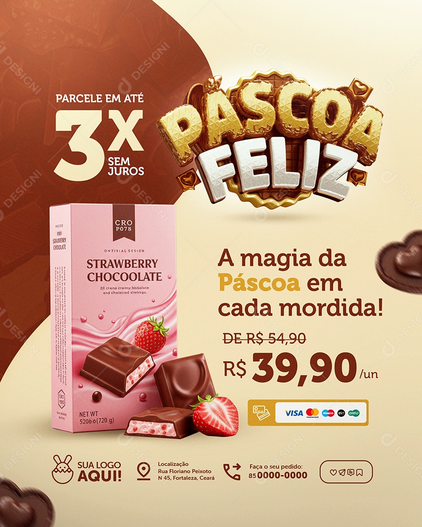 Supermercado Feliz A Magia da Páscoa em Cada Mordida Social Media PSD Editável