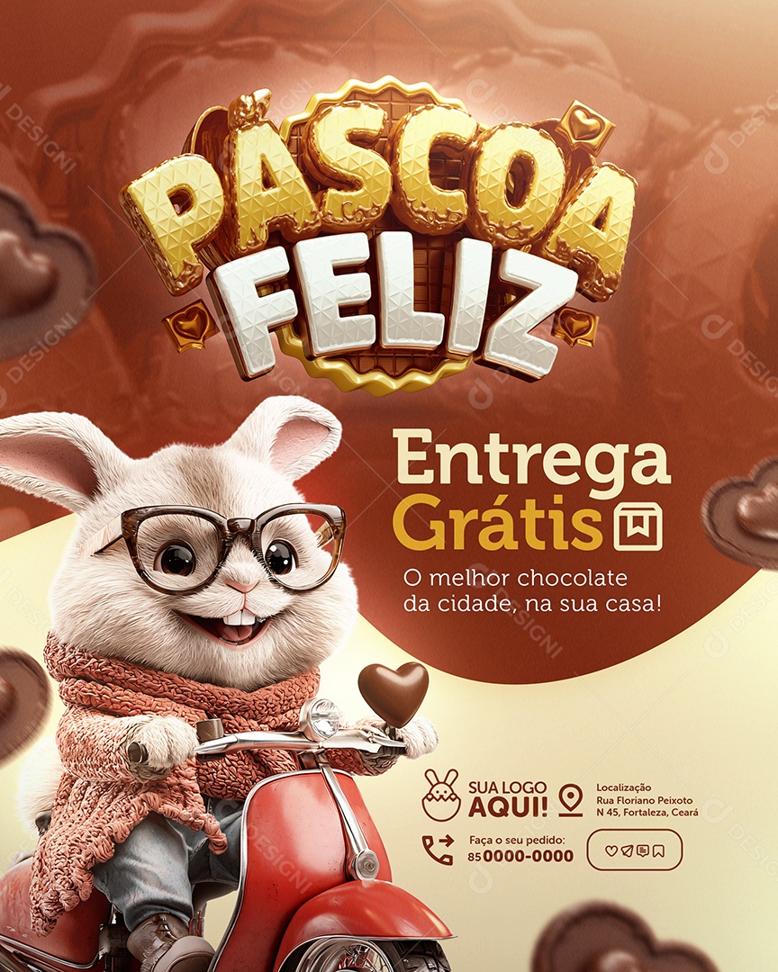 Supermercado Páscoa Feliz Entrega Grátis Social Media PSD Editável