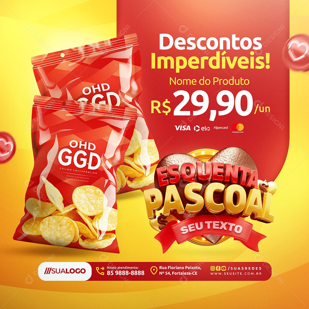 Supermercado Esquenta Pascoal Descontos Imperdíveis Social Media PSD Editável