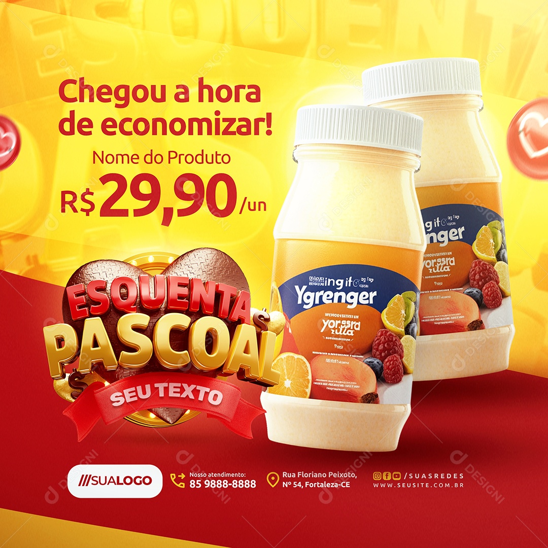 Supermercado Esquenta Pascoal Chegou a Hora de Economizar Social Media PSD Editável
