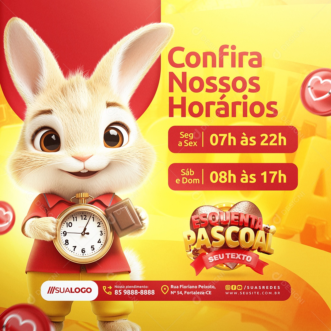 Supermercado Esquenta Pascoal Confira Nossos Horários Social Media PSD Editável