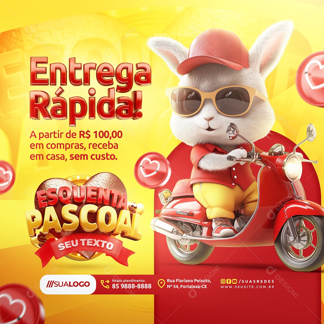 Supermercado Esquenta Pascoal Entrega Rápida Social Media PSD Editável