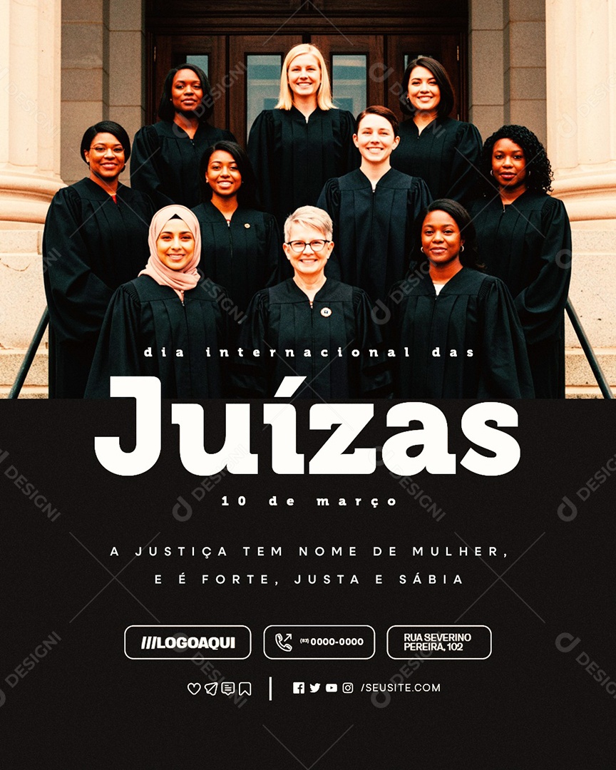 Dia Internacional das Juízas 10 de Março Social Media PSD Editável