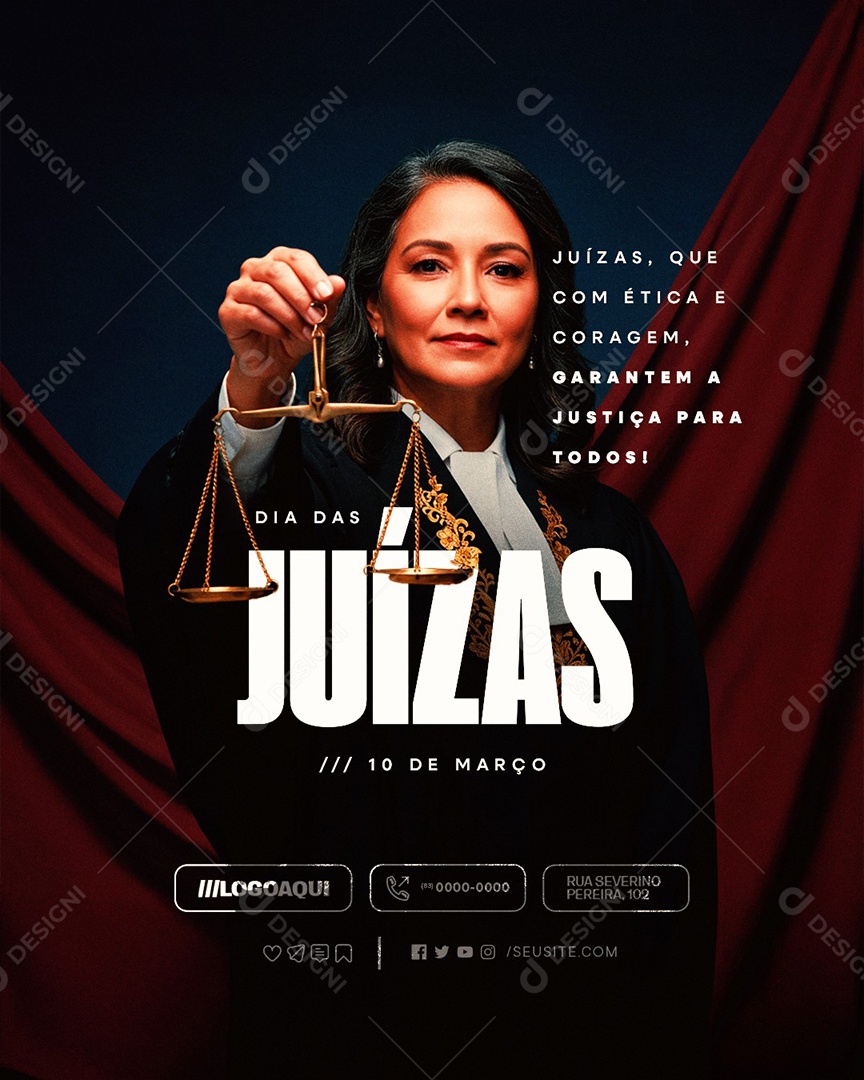 Dia das Juízas 10 de Março Social Media PSD Editável
