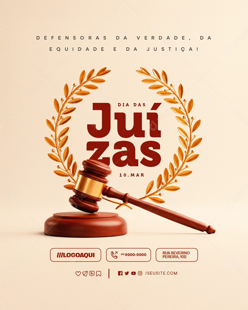 Dia das Juízas 10 de Março Defensoras da Verdade Social Media PSD Editável