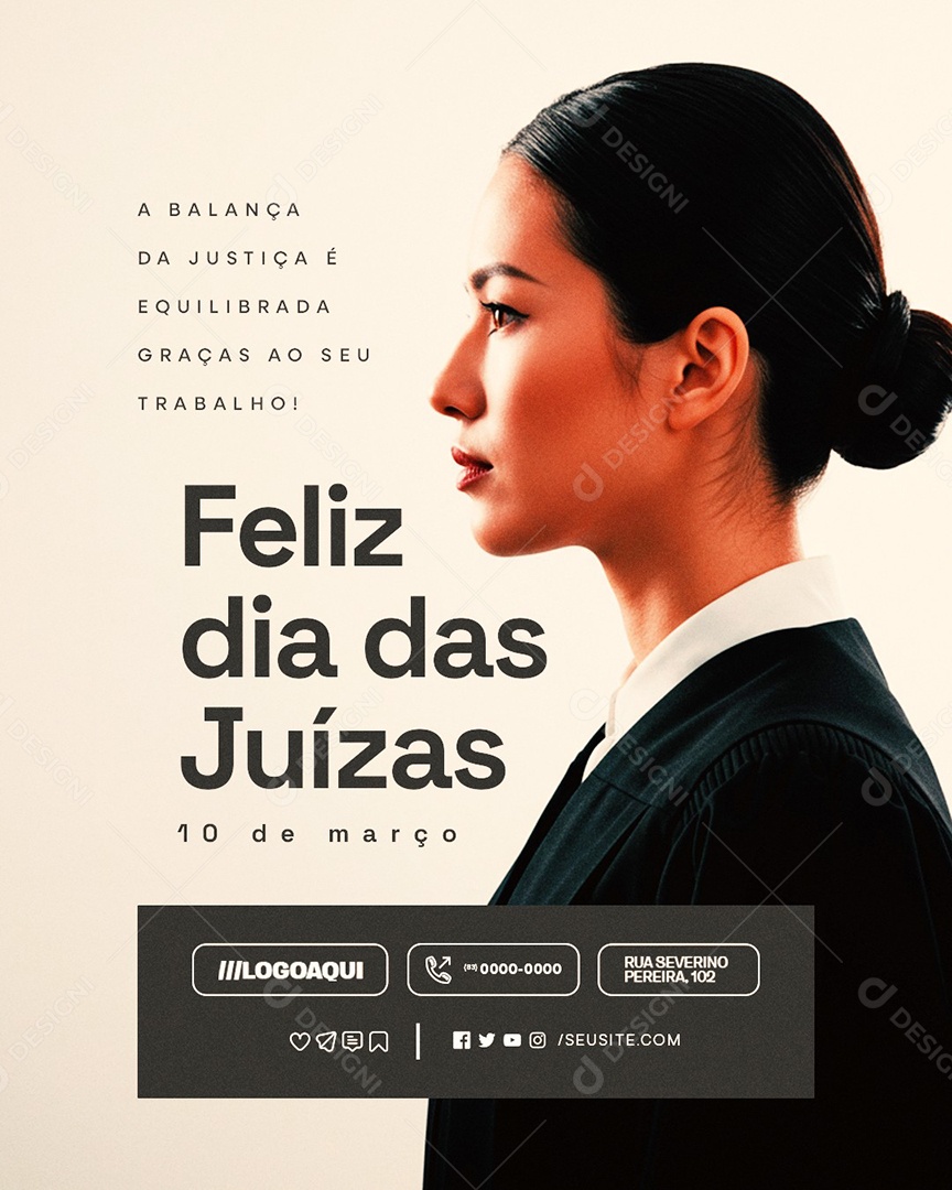 Feliz Dia das Juízas 10 de Março Social Media PSD Editável