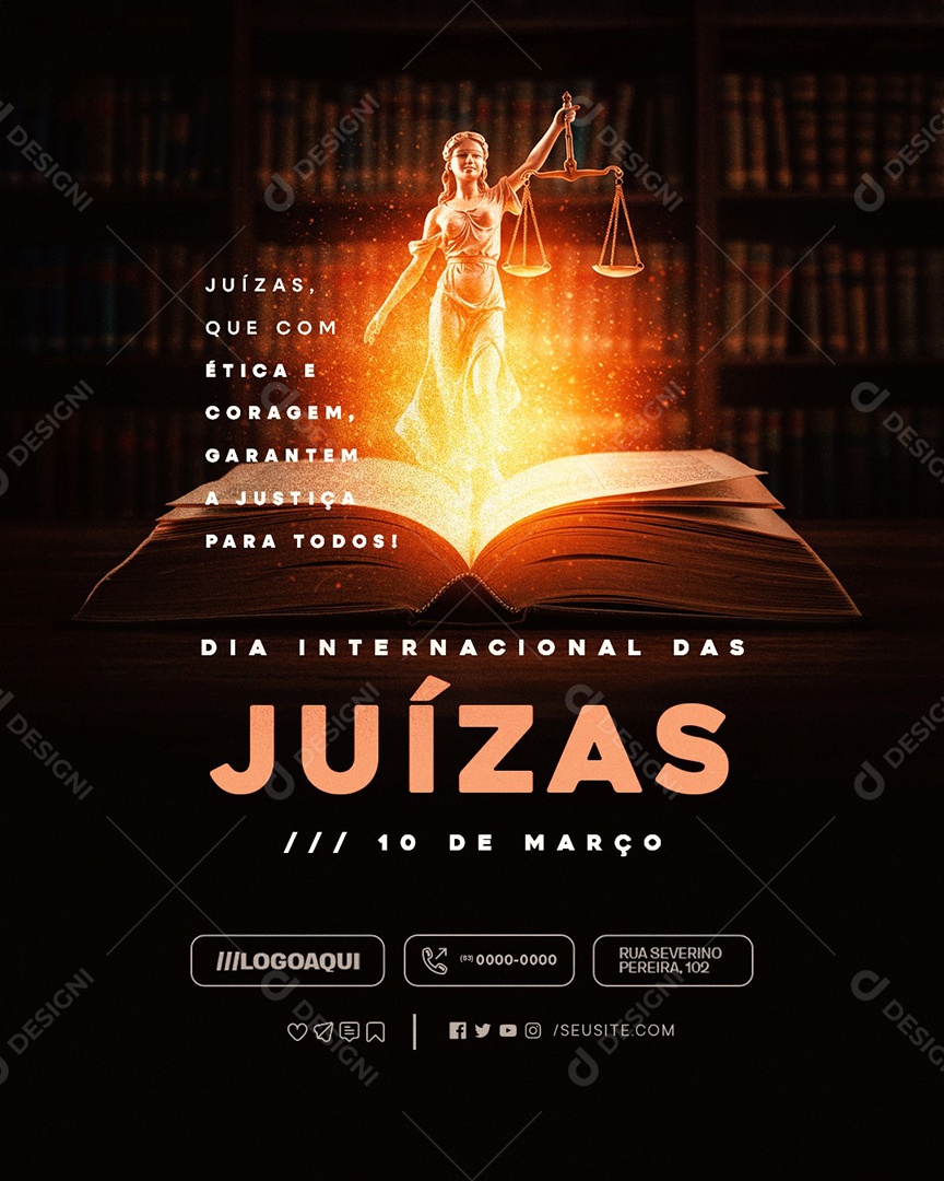 Dia Internacional das Juízas 10 de Março Social Media PSD Editável