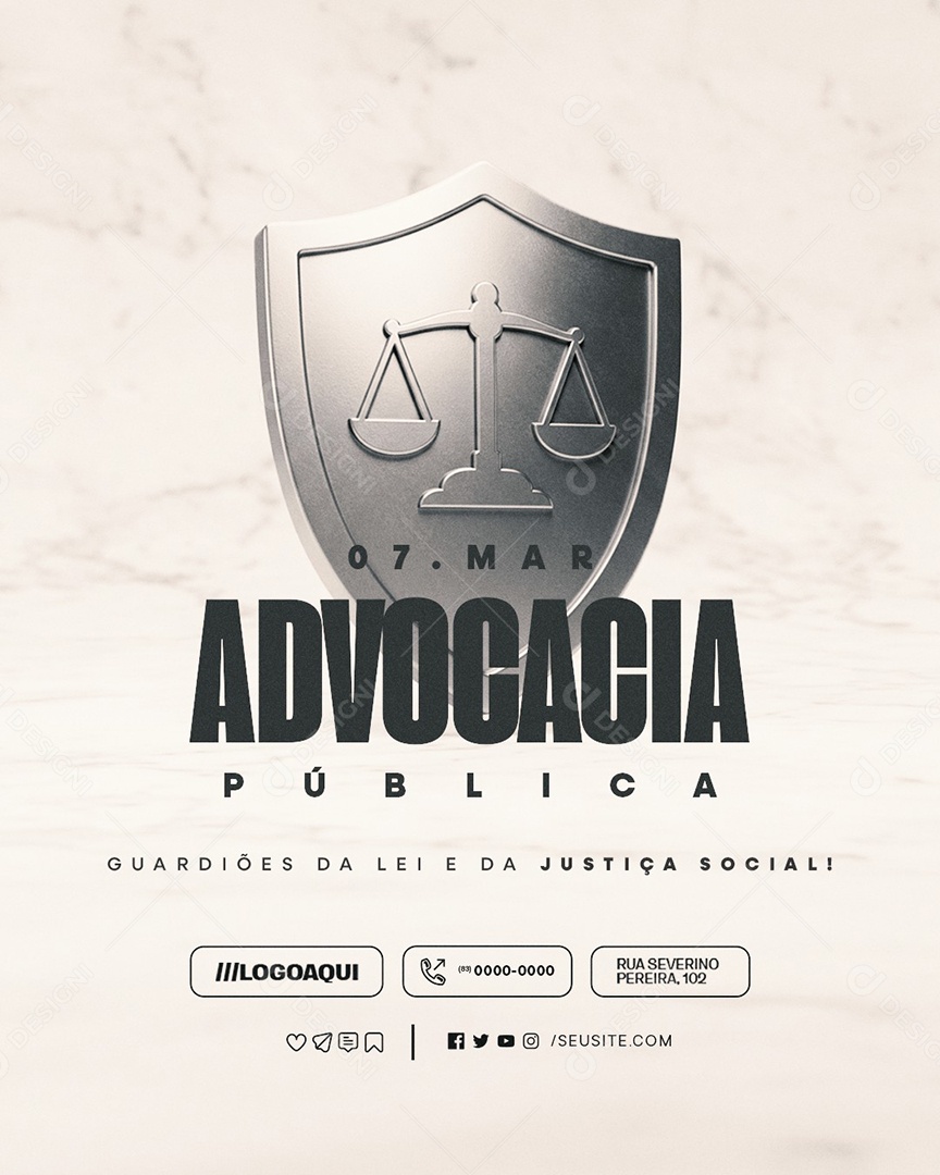 Dia da Advocacia Pública 07 de Março Guardiões da Lei Social Media PSD Editável