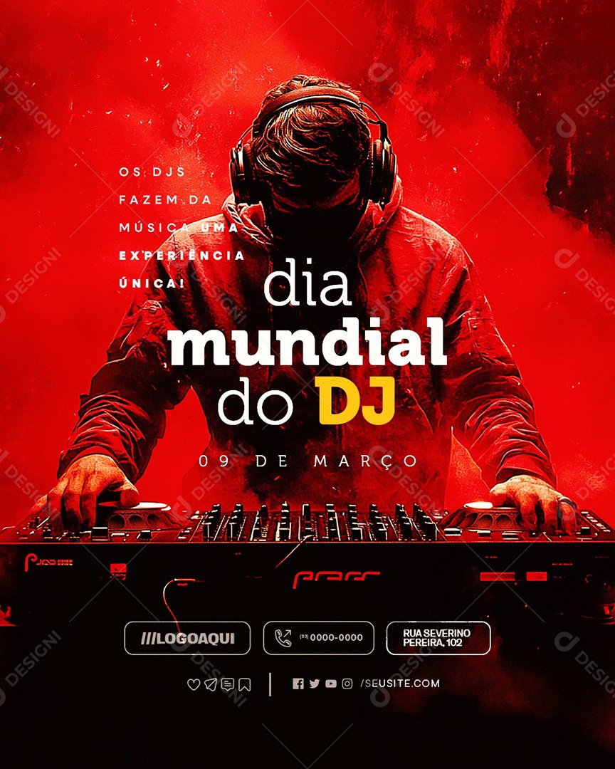 Dia Mundial Do DJ 09 de Março Social Media PSD Editável