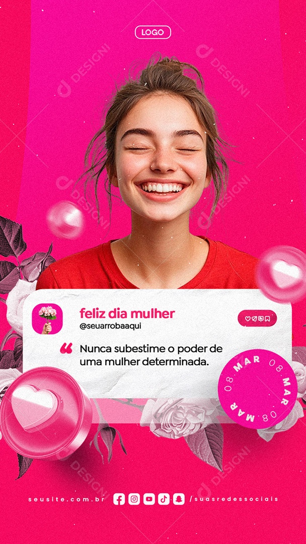 Story Feliz Dia Da Mulher 08 de Março Social Media PSD Editável