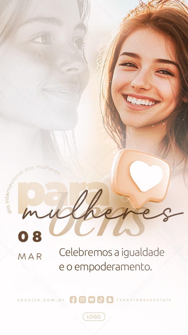 Story Dia Internacional Das Mulheres 08 de Março Parabéns Social Media PSD Editável