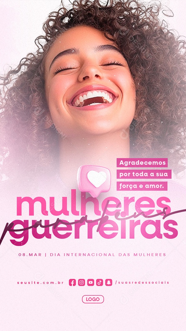 Story Dia Internacional Das Mulheres 08 de Março Parabéns Social Media PSD Editável