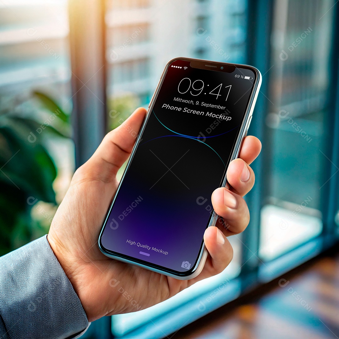 Mockup Mãos Segurando Celular PSD Editável