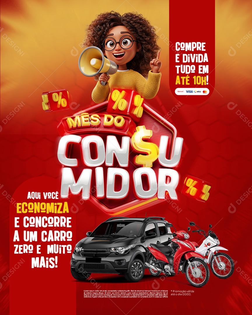 Mês do Consumidor Sorteio Social Media PSD Editável