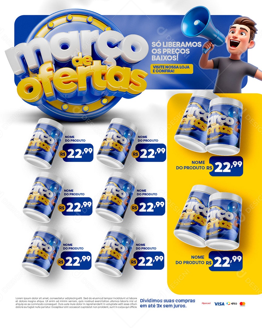 Encarte Março de Ofertas Promoções Social Media PSD Editável