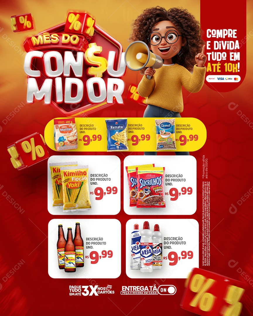 Encarte Mês do Consumidor Promoções Social Media PSD Editável