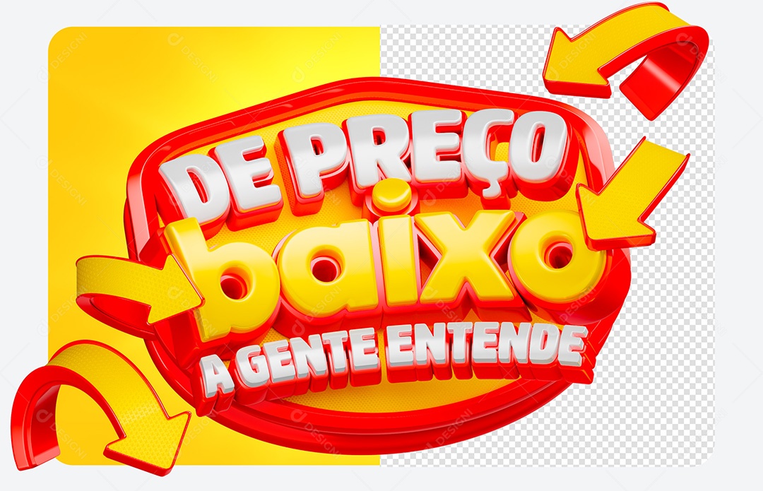 Selo 3D de Preço Baixo a Gente Entende Para Composição PSD