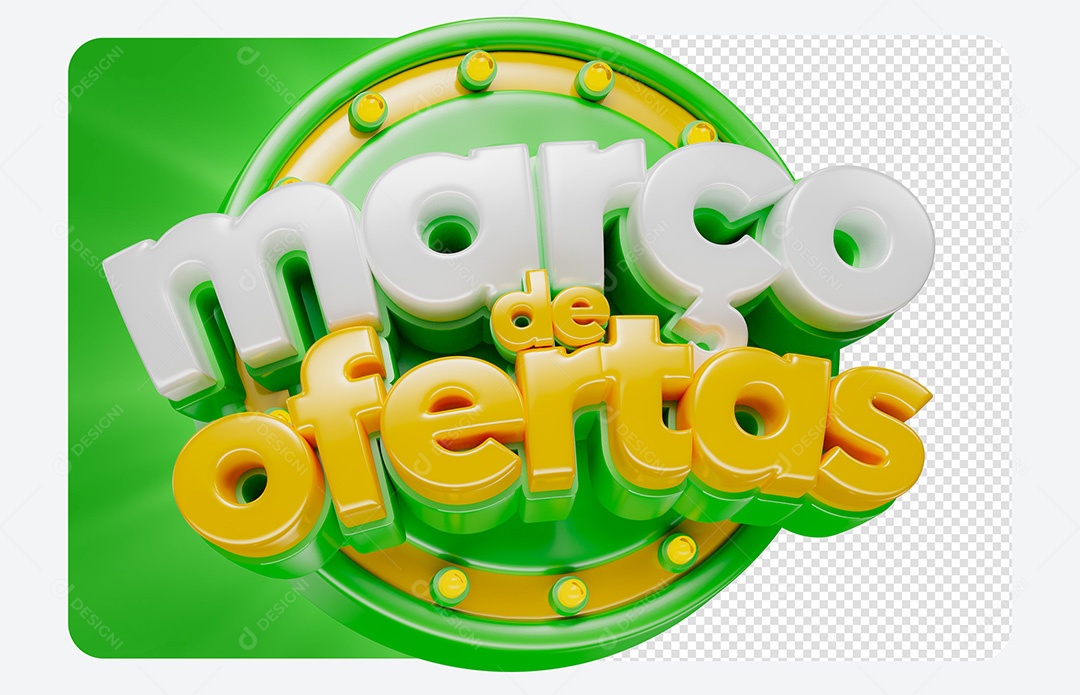 Selo 3D Março de Ofertas Para Composição PSD
