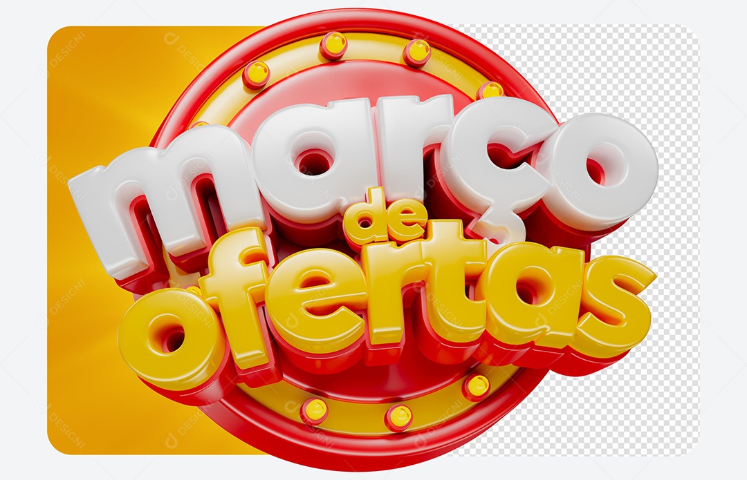 Selo 3D Março de Ofertas Para Composição PSD