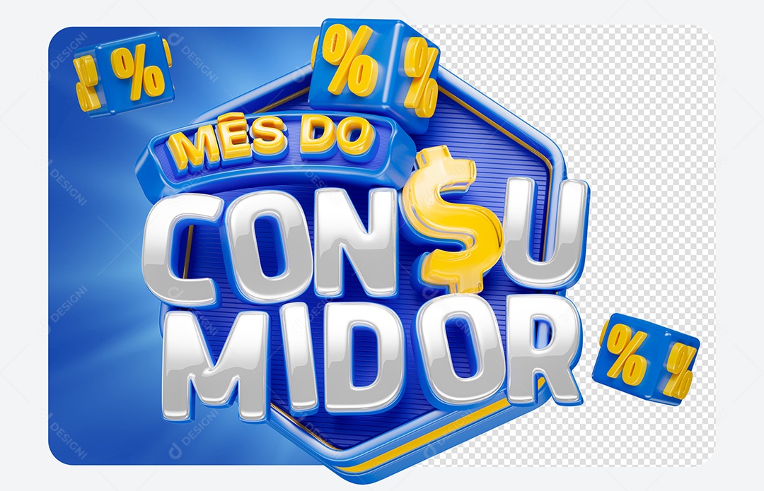 Selo 3D Mês do Consumidor Para Composição PSD