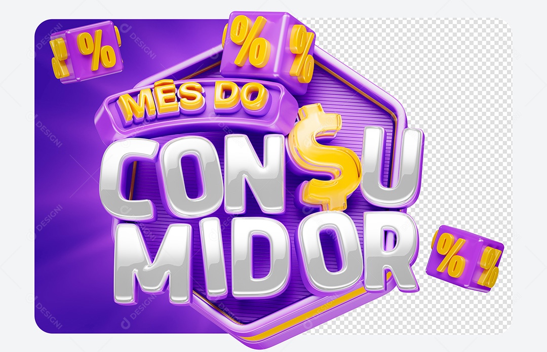 Selo 3D Mês do Consumidor Para Composição PSD