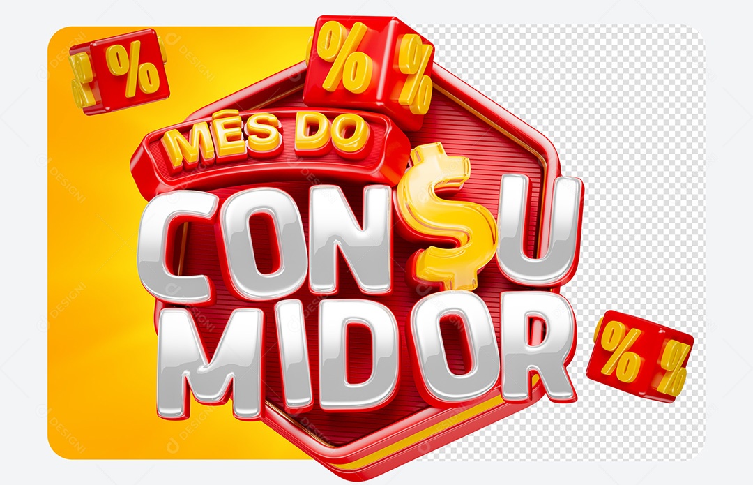 Selo 3D Mês do Consumidor Para Composição PSD